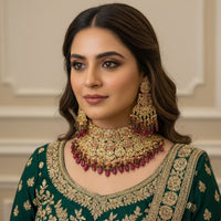 JCM Traditional Glam Pota Stone And Pearl Necklace Set