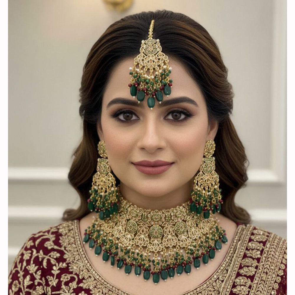 JCM Traditional Glam Pota Stone And Pearl Necklace Set