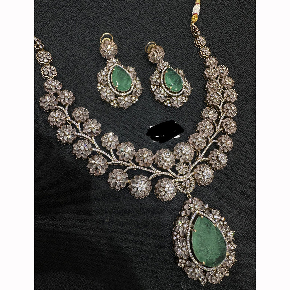 JCM Floral Turquoise And Austrian Stone Accents Necklace Set