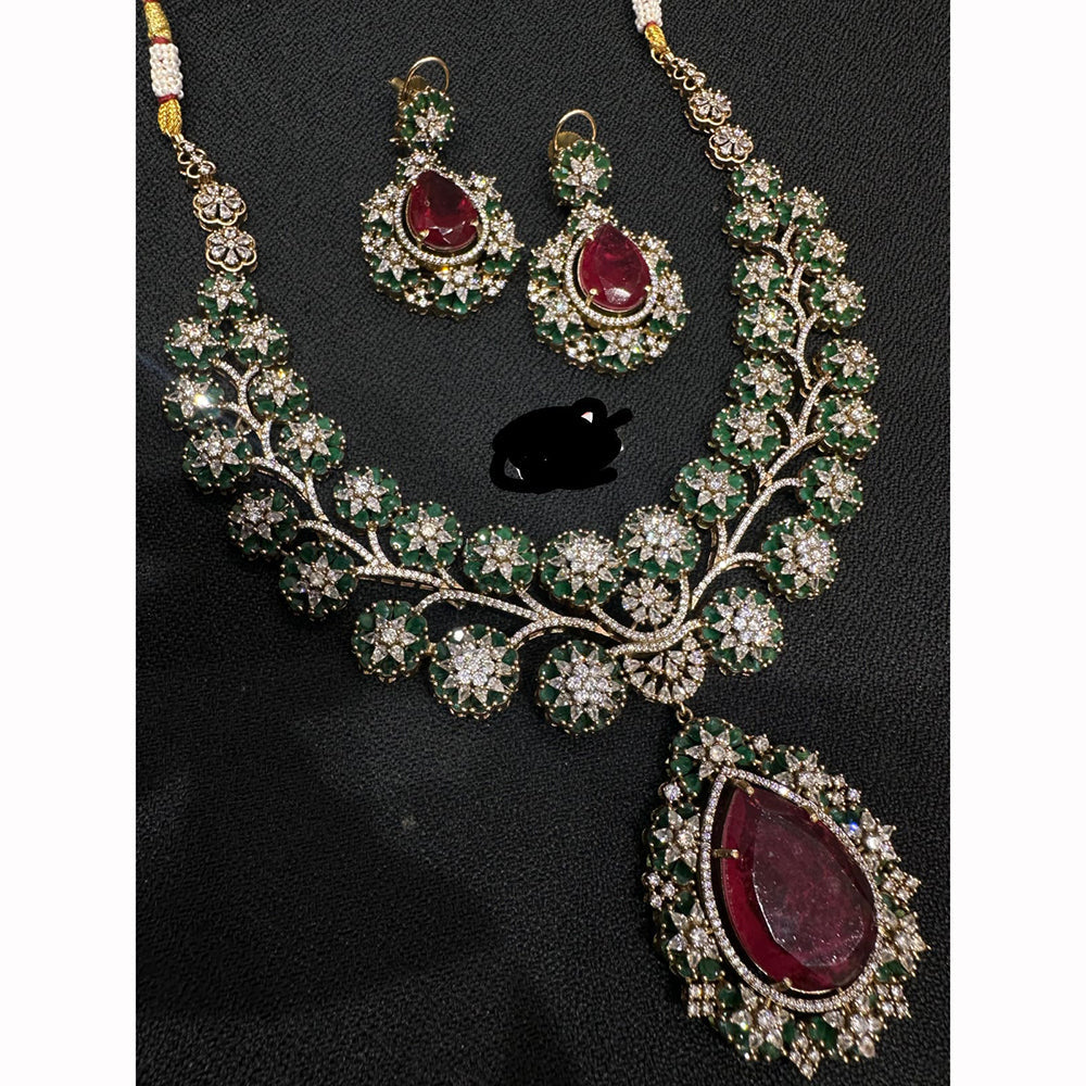 JCM Floral Turquoise And Austrian Stone Accents Necklace Set