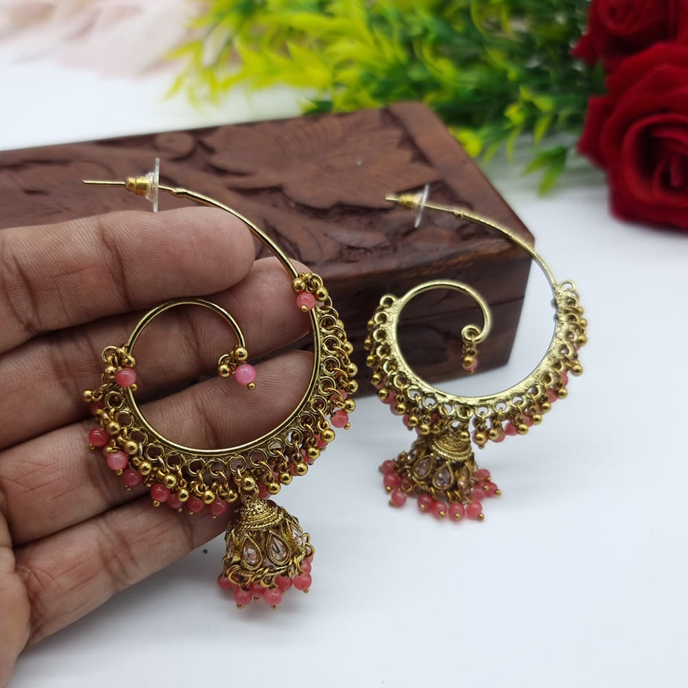 JCM Elegant Crystal Stone Pearl Drop Jhumki Earrings