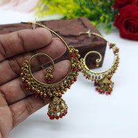 JCM Elegant Crystal Stone Pearl Drop Jhumki Earrings