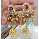 JCM Heritage Kundan Stone Pearl And Ghungroo Jhumki Earrings
