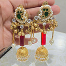 JCM Heritage Kundan Stone Pearl And Ghungroo Jhumki Earrings