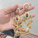JCM Graceful Kundan Stone Pearl And Ghungroo Dangler Earrings