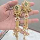 JCM Graceful Kundan Stone Pearl And Ghungroo Dangler Earrings