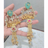 JCM Graceful Kundan Stone Pearl And Ghungroo Dangler Earrings