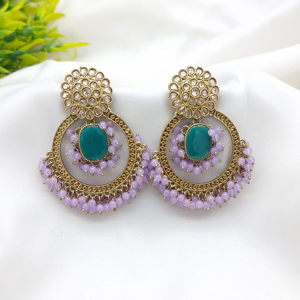 JCM Shimmering Crystal Stone And Pearl Dangler Earrings