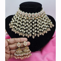 JCM Stunning Crystal Stone And Pearl Embellished Choker Necklace Set