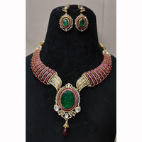 JCM Heritage Ruby Emerald Stone American Diamond Necklace Jewellery Set