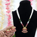 JCM Premium Pota Stone And Austrian Stone Pearl Meenakari Necklace Set 