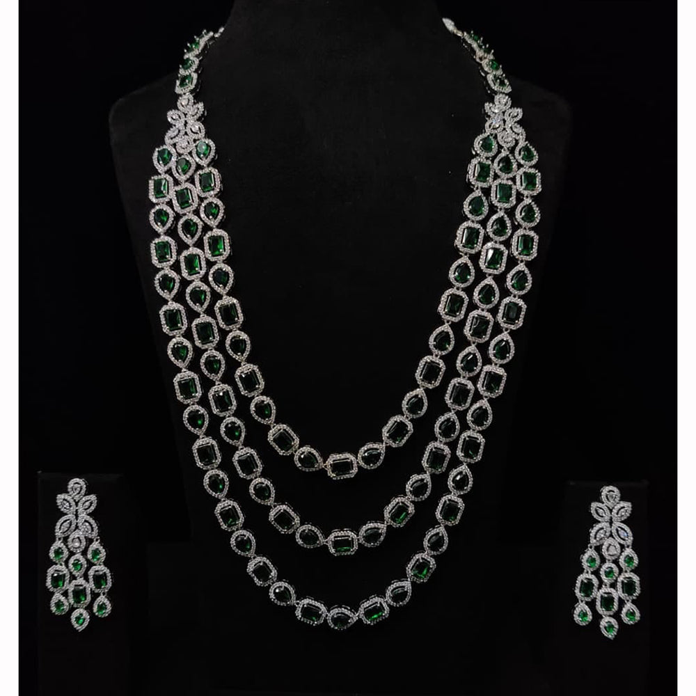 JCM Designer American Diamond Long Necklace Jewellery Set