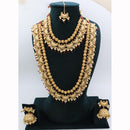 JCM Royal Look Pota Stone And Pearl Double Necklace Jewellery Set