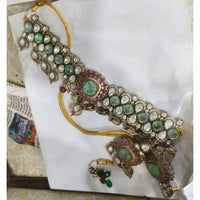 JCM Polki Kundan Stone Statement Choker Necklace Set