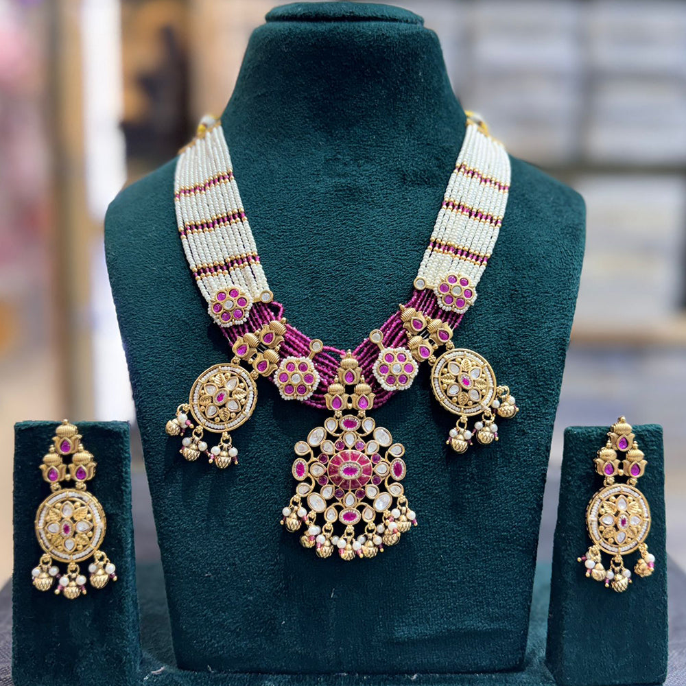 JCM Heritage Pearl And Pota Stone Designer Necklace Set