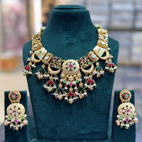 JCM Heritage Pearl And Pota Stone Meenakari Designer Necklace Set
