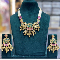 JCM Heritage Pearl And Pota Stone Designer Necklace Set