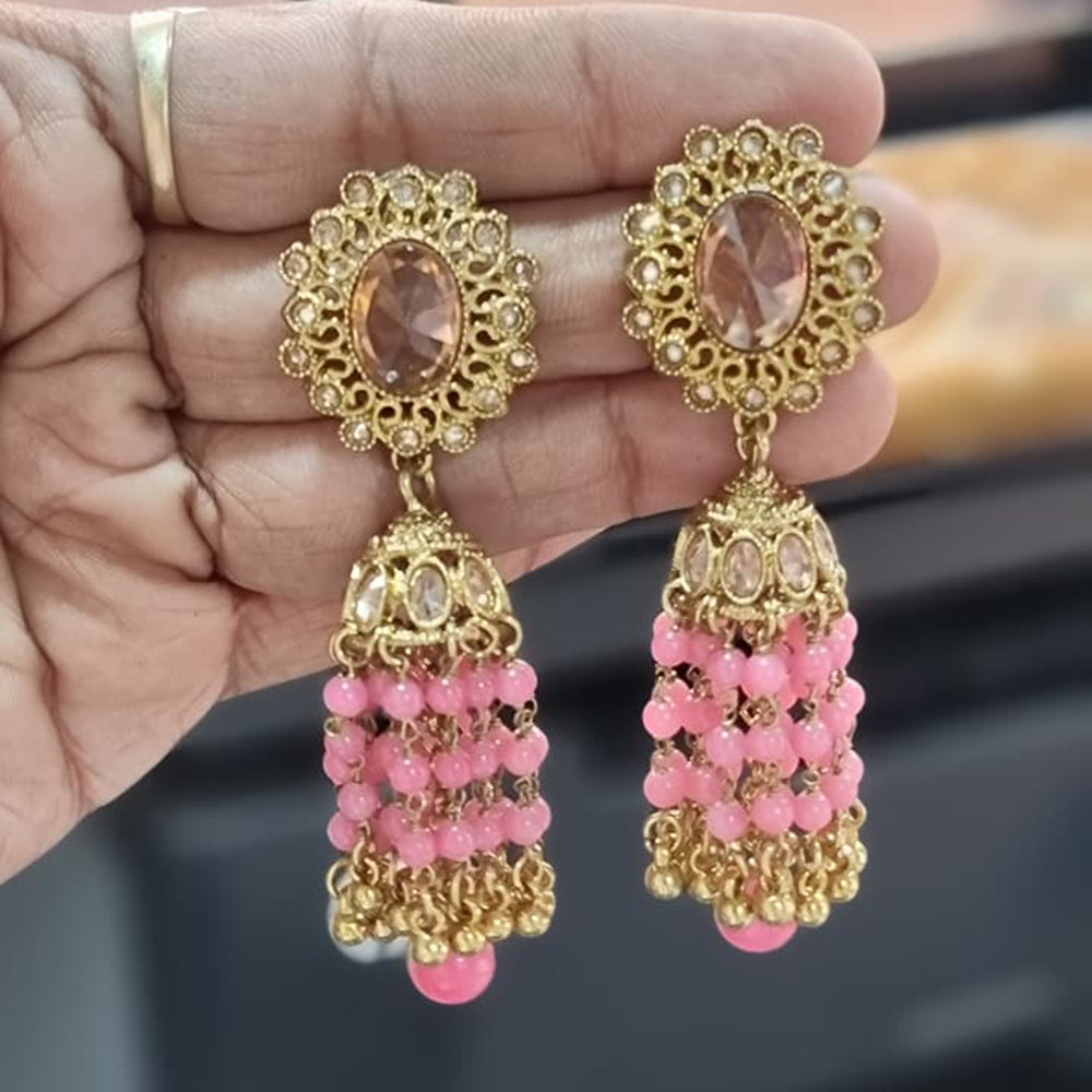 JCM Sparkling Crystal Stone And Austrian Stone Pearl Jhumki Earrings