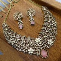 JCM Antique Finish Pota Stone And Austrian Stone Necklace Set