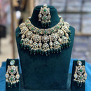 JCM Antique Finish Pota Stone And Meenakari Beads Choker Necklace Set