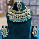 JCM Antique Finish Pota Stone And Meenakari Beads Choker Necklace Set