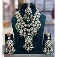 JCM Antique Finish Pota Stone Pearl And Meenakari Beads Necklace Set
