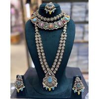 JCM Antique Finish Pota Pearl And Austrian Beads Double Necklace Set