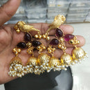 JCM Regal Bird Charm Pota Stone Ghungroo And Pearl Jhumki Earrings