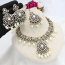 JCM Designer Ethnic Pota Beads Austrian Stone And Pearl Necklace Set