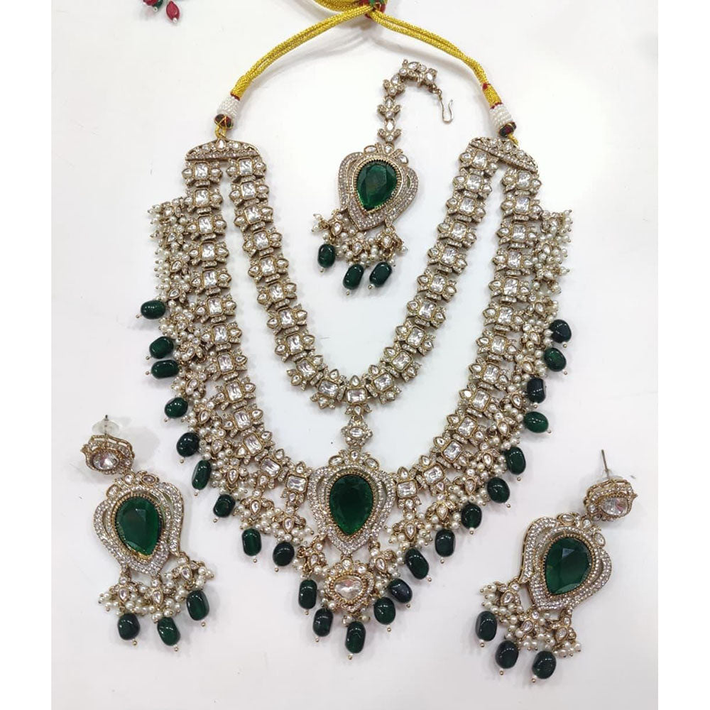 JCM Designer Kundan Stone Pearl Austrian Stone Beads Necklace Set