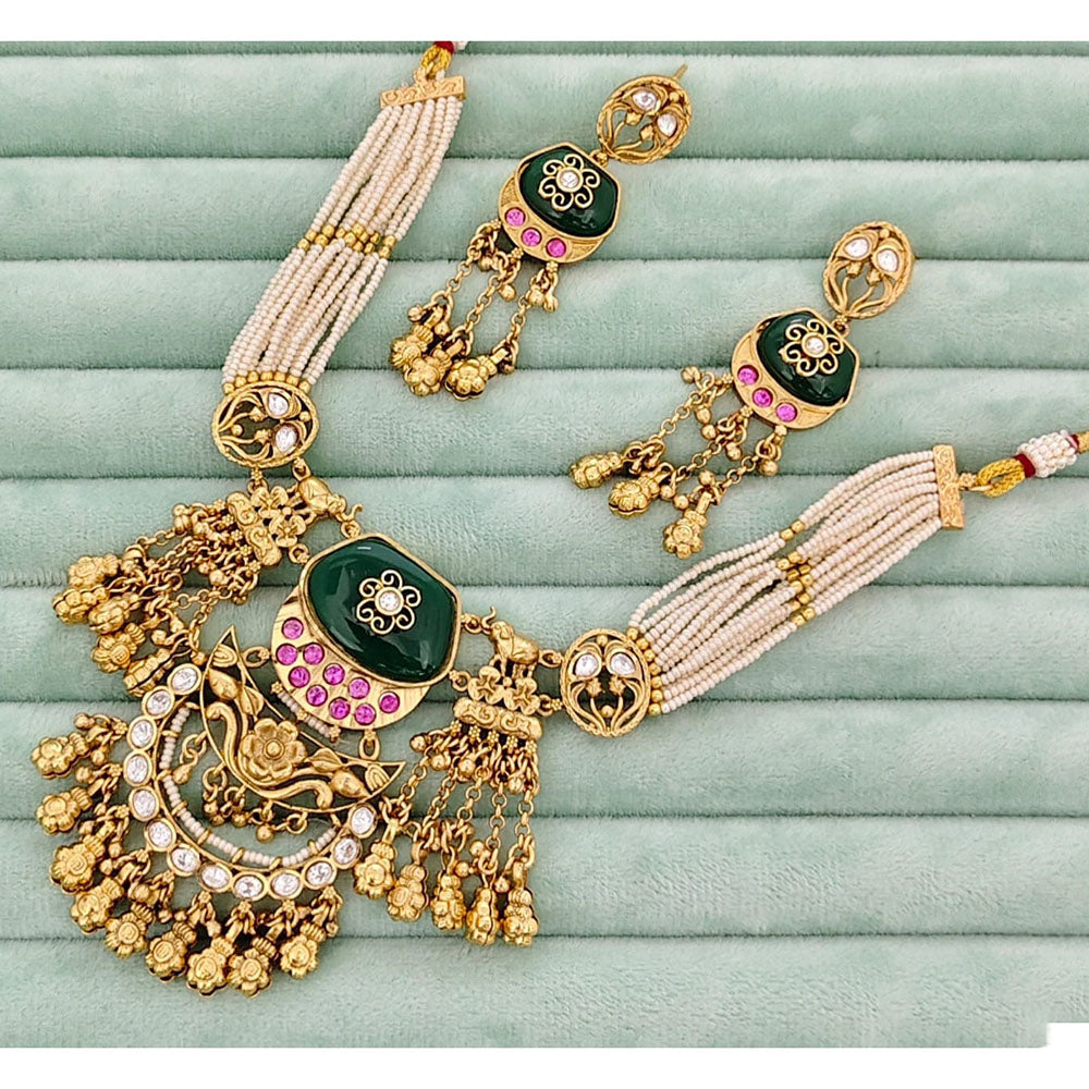 JCM Designer Pota Stone And Pearl Necklace Set