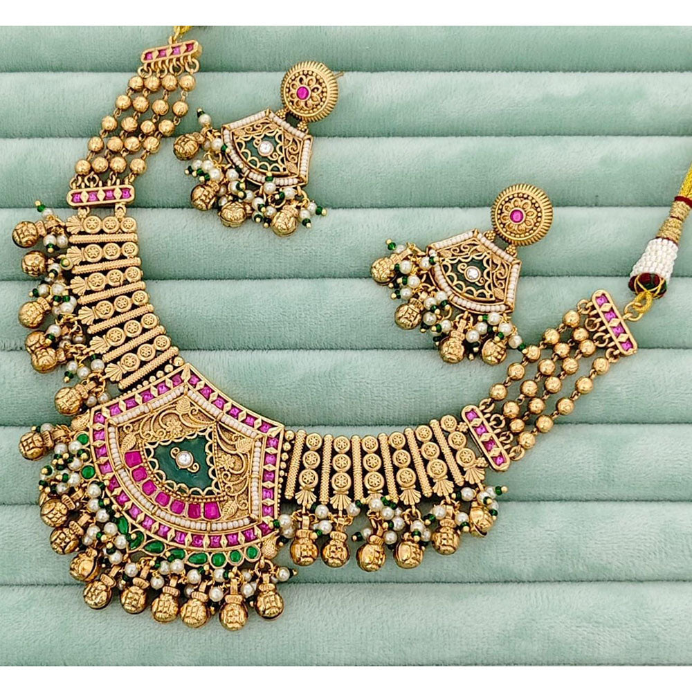 JCM Designer Pota Stone And Pearl Necklace Set