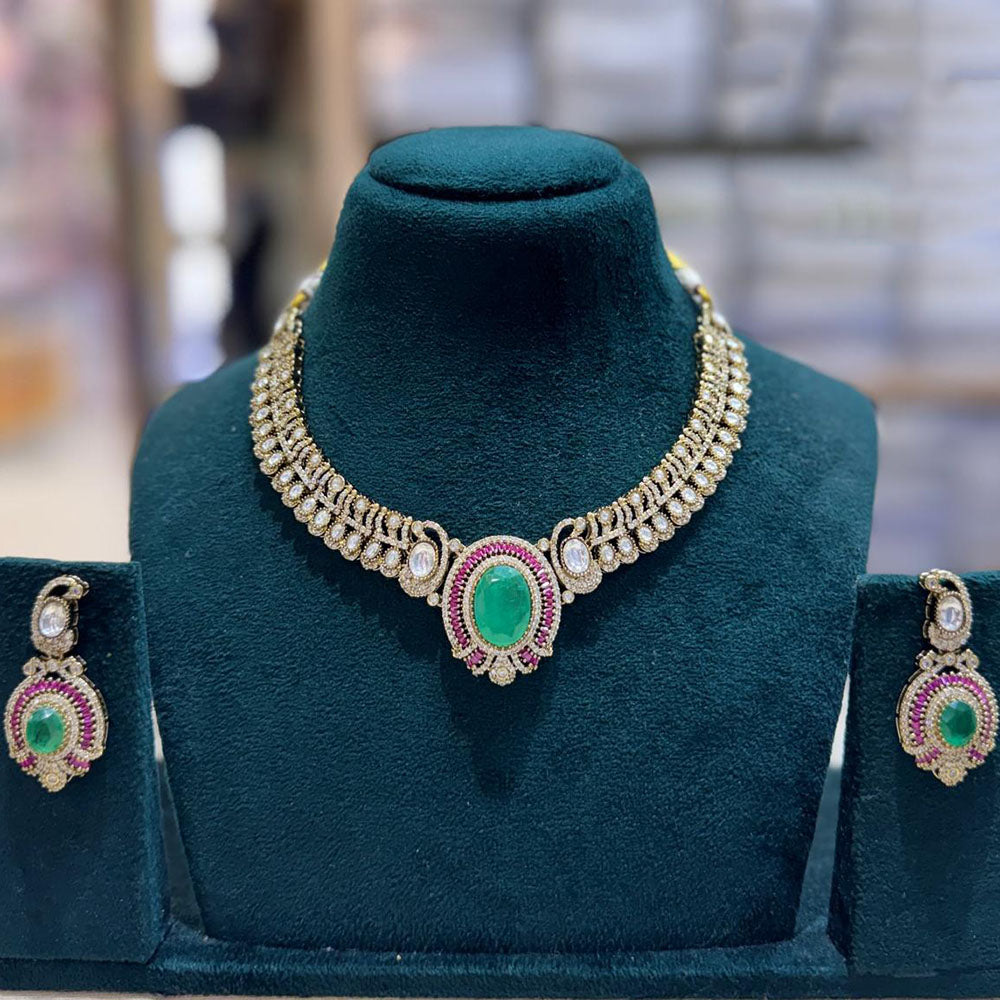 JCM Designer Polki Kundan Stone Statement Necklace Set