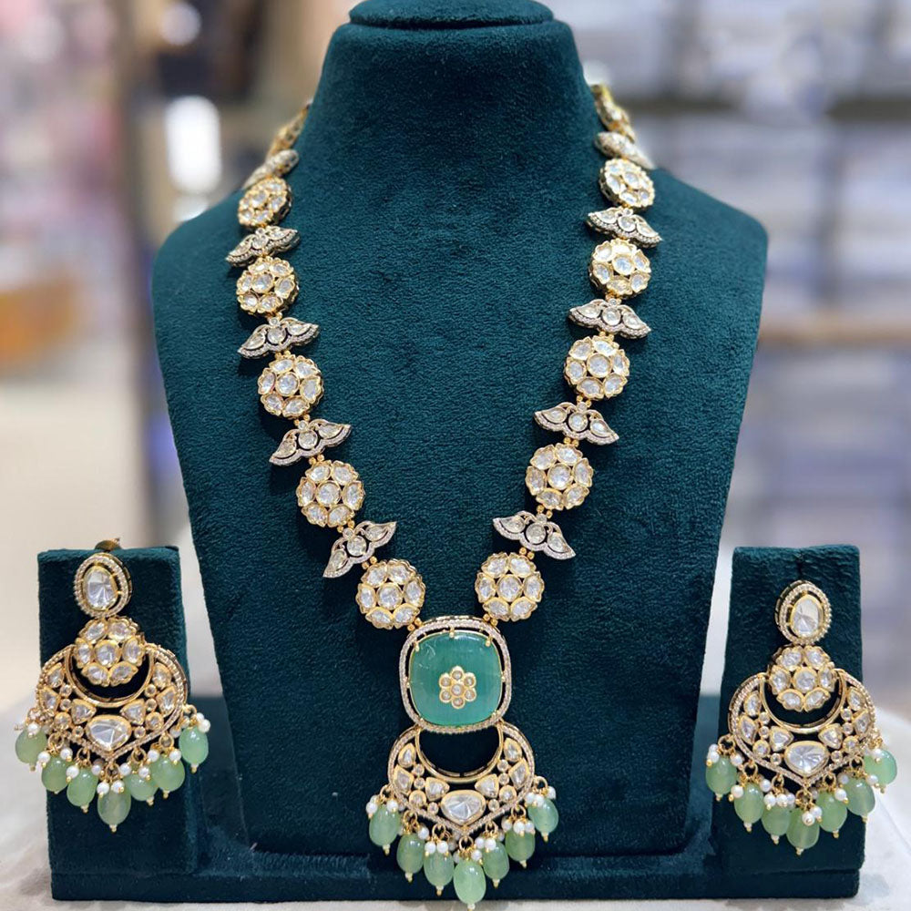 JCM Designer Polki Kundan Stone And Beads Statement Necklace Set