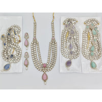 JCM Designer Pota And Austrian Stone Pearl Long Necklace Set