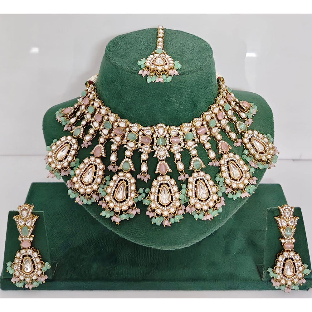 JCM Pota Stone And Austrian Stone Pearl Designer Necklace Set