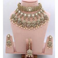 JCM Ethnic Polki Kundan Stone And Pearl Double Necklace Set