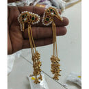 JCM Grand Pota Stone Ghungroo And Pearl Long Jhumki Earrings