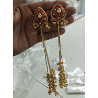 JCM Grand Pota Stone And Ghungroo Long Jhumki Earrings