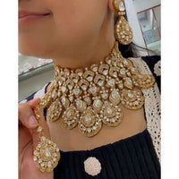 JCM Polki Kundan Stone Choker Necklace Set