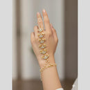 JCM Antique Kundan Stone And Pearl Hand Harness Set