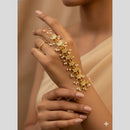 JCM Antique Kundan Stone And Pearl Hand Harness Set