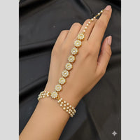 JCM Antique Kundan Stone And Pearl Hand Harness Set