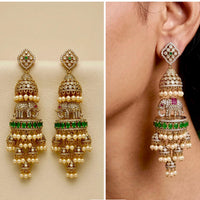JCM Designer Elephant Motif American Diamond Long Jhumki Earrings