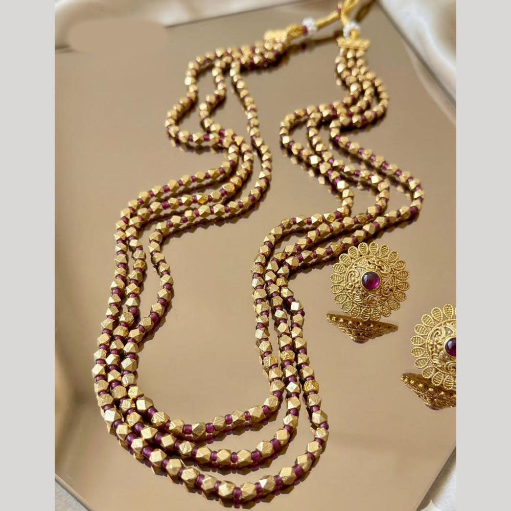 JCM Royal Pota Stone And Pearl Multilayer Long Necklace Set