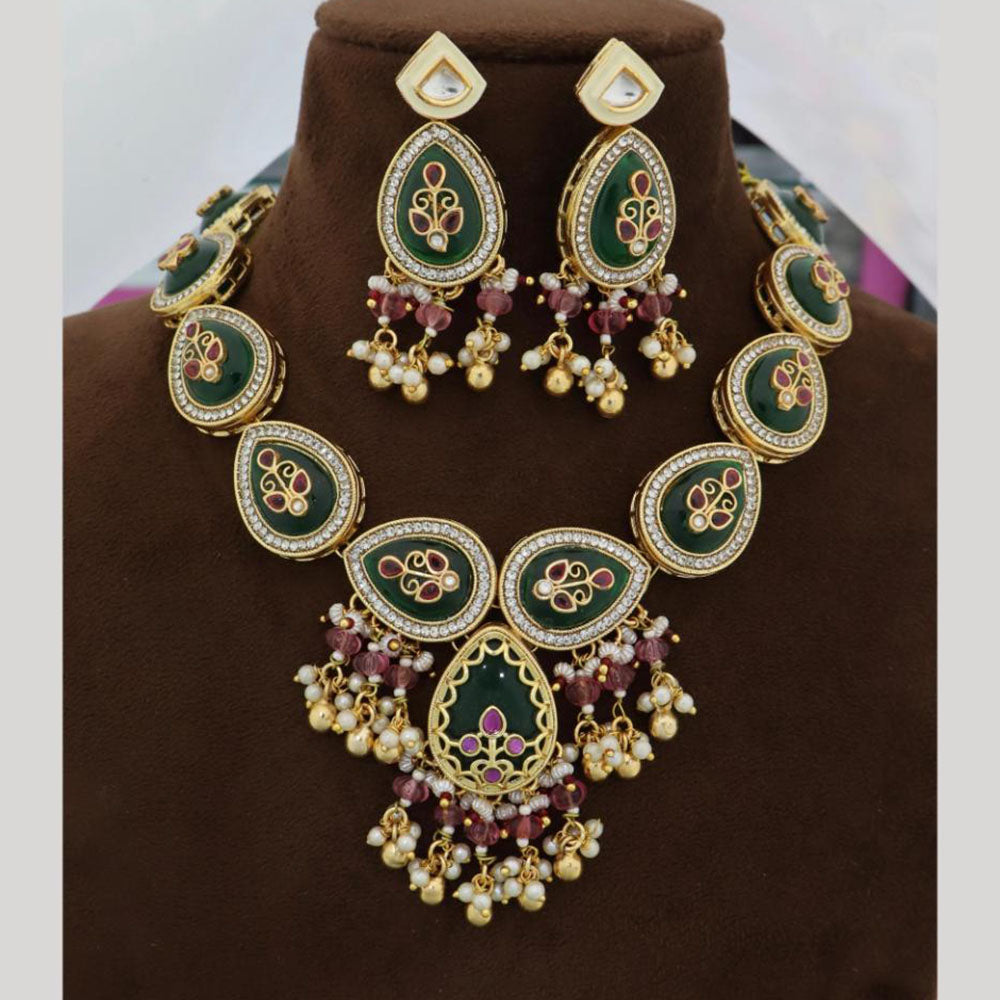 JCM Luxury Pota Stone Beads And Pearl  Necklace Set