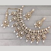 JCM Luxury Pota Stone Kundan And Pearl  Necklace Set