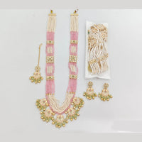 JCM Royal Crystal Stone And Pearl  Long Necklace Set
