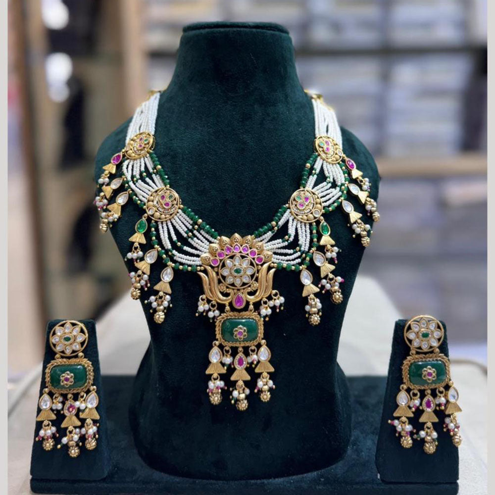 JCM Heritage Style Pota Stone Beads And Pearl Necklace Set