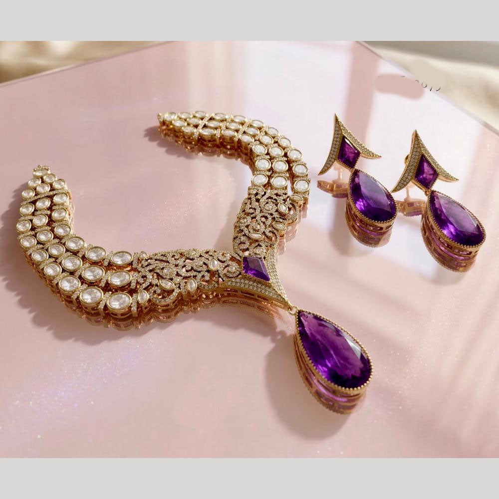 JCM Premium Designer Polki Kundan Necklace Set